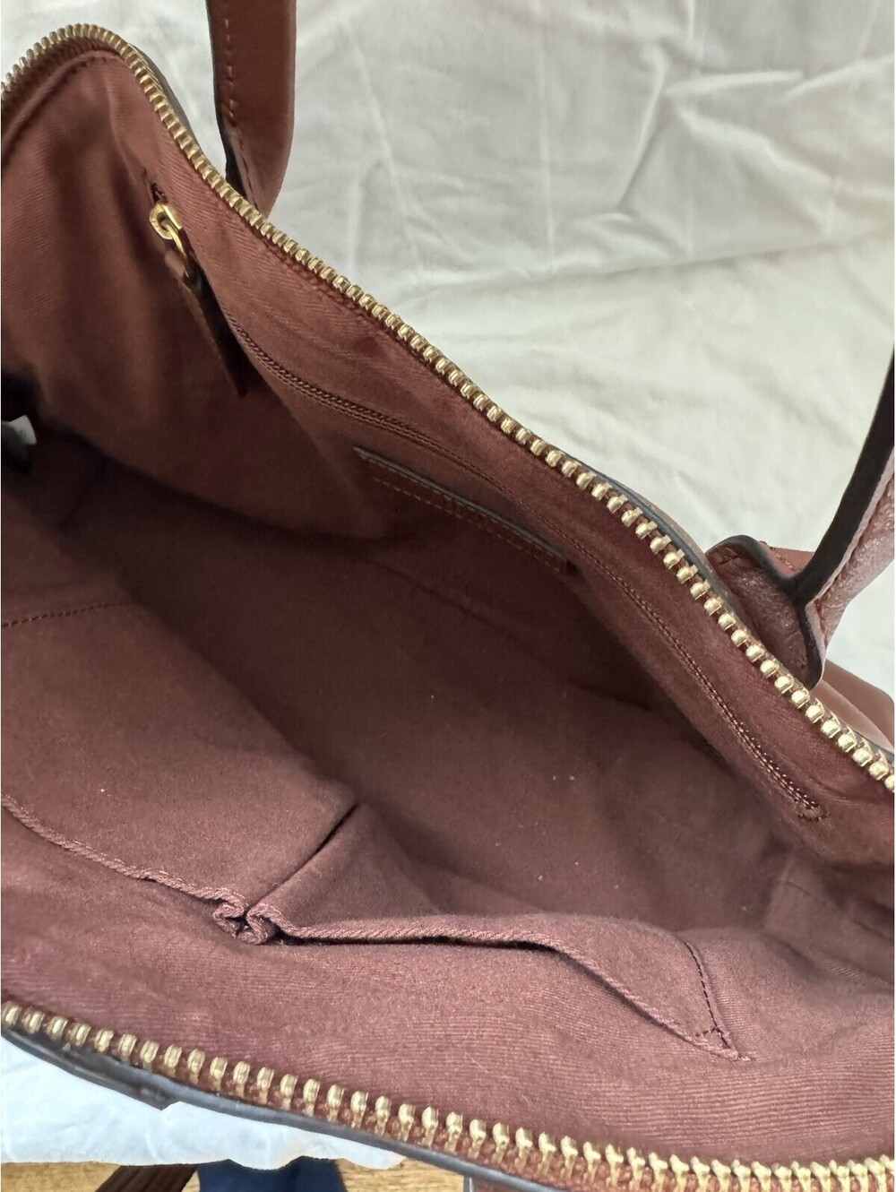 Frye Brown Ring Dome Satchel Top Handle Zip Bag Detachable Crossbody Strap - Picture 7 of 9